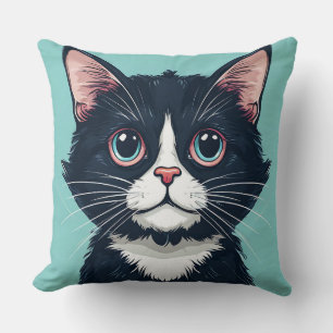 Almofada Ilustração de Gato Preto Fofo