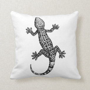 ALMOFADA ILUSTRAÇÃO DE GECKO LIZARD A PRETO E BRANCO