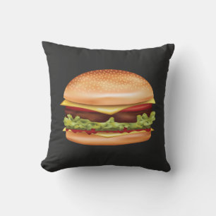 Almofada Ilustração de Hambúrguer Fast Food Fundo Escuro