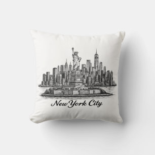 Almofada Ilustração de Linha do Horizonte de Nova York