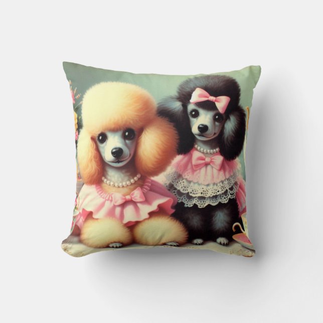 Almofada Ilustração de Poodle em Cute (Frente)