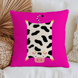 Almofada Ilustração de Tapete de Vaca Fofa Funky Animal de 