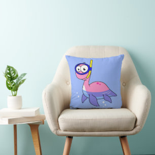 Almofada Ilustração De Um Monstro De Snorkeling Loch Ness.