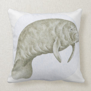 Almofada Ilustração de um peixe-boi (sp de Trichechus.)