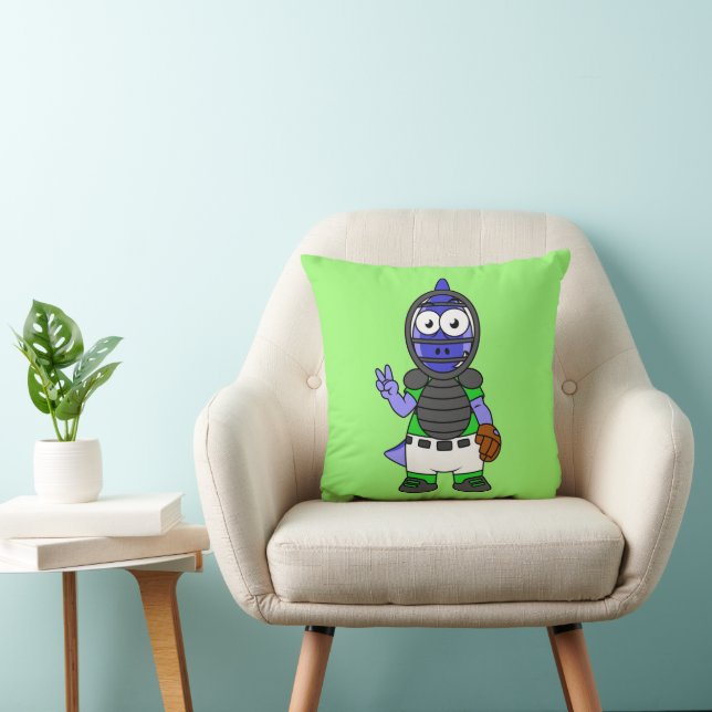 Almofada Ilustração De Uma Caçadora De Basebol De Parasauro (Cadeira)