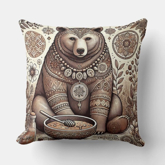 Almofada Ilustração de Urso Decorativo (Frente)