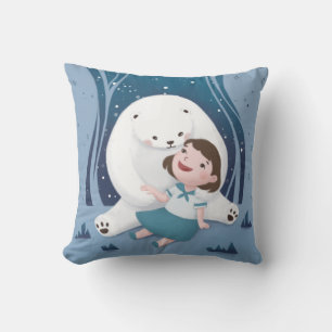 Almofada Ilustração de Urso Polar e Criança