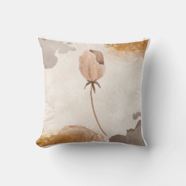 Almofada Ilustração Delicada de Flores em Aquarela (Frente)