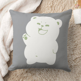 Almofada Ilustração Digital de Urso Simpático Acenando