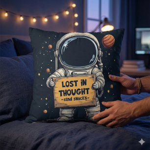 Almofada Ilustração Divertida de Astronauta Perdido no Pens