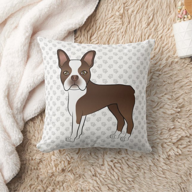Almofada Ilustração do Cão de Cartoon de Boston Terrier Cho (Cobertor)