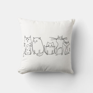 Almofada Ilustração do desenho de arte de gangue Cat Line