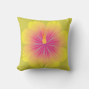 Almofada Ilustração do Hibisco Amarelo