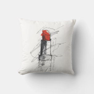 Almofada Ilustração do Lipstick vermelho - Maquiagem minima
