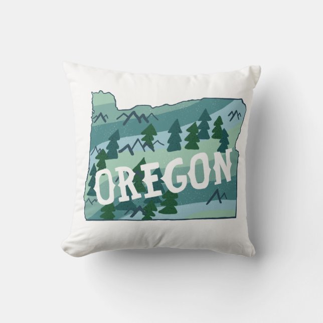 Almofada Ilustração do Mapa do Estado do Oregon (Frente)