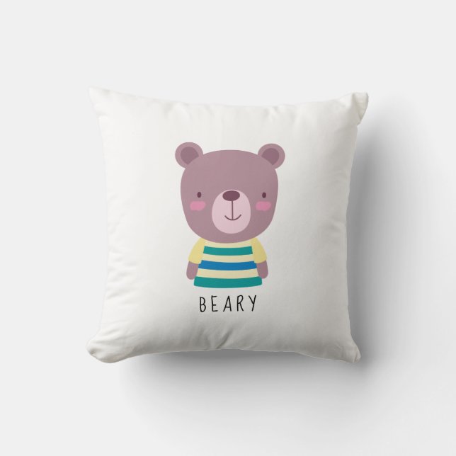 Almofada Ilustração do Urso de Corte - Personalizável (Frente)