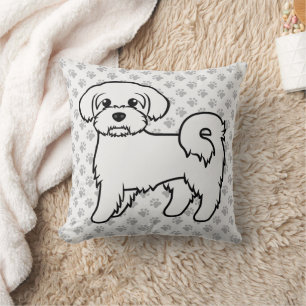 Almofada Ilustração e patas de um cãozinho-branco maltês