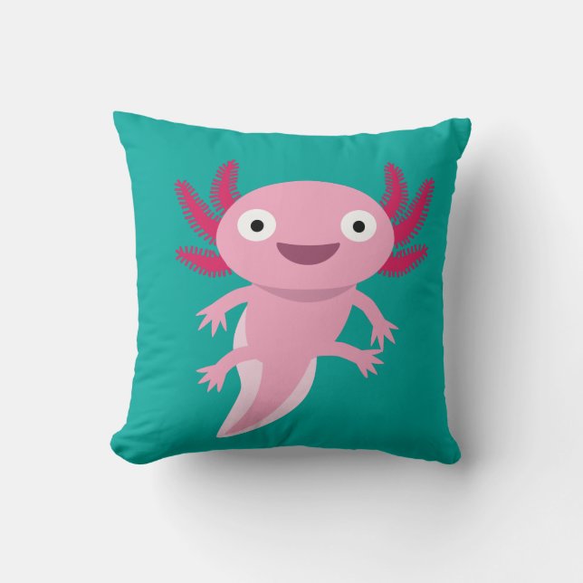 Almofada Ilustração Engraçada Axolotl (Frente)