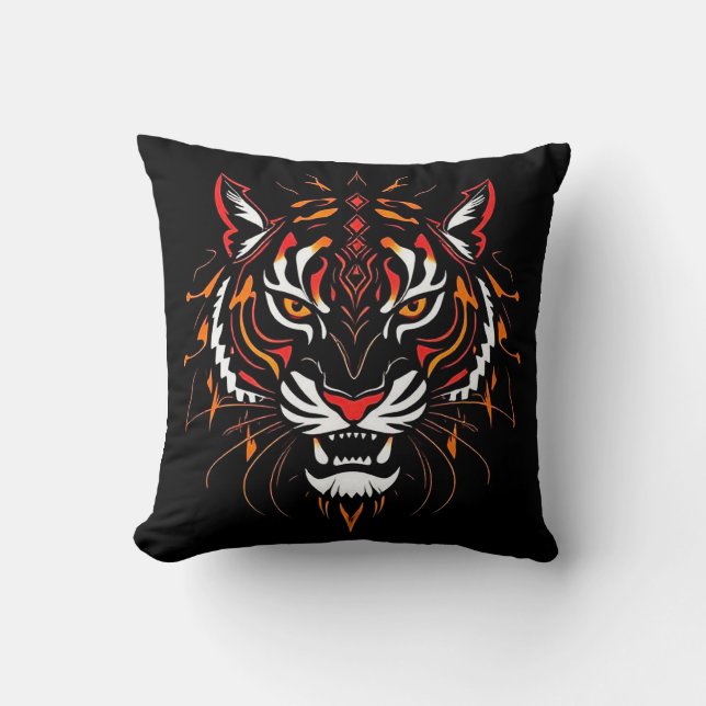 Almofada Ilustração estilizada da cabeça de um tigre (Frente)
