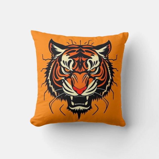 Almofada Ilustração estilizada da cabeça de um tigre (Frente)