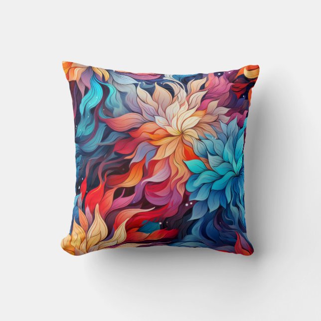 Almofada Ilustração Floral Abstrata Colorida (Frente)
