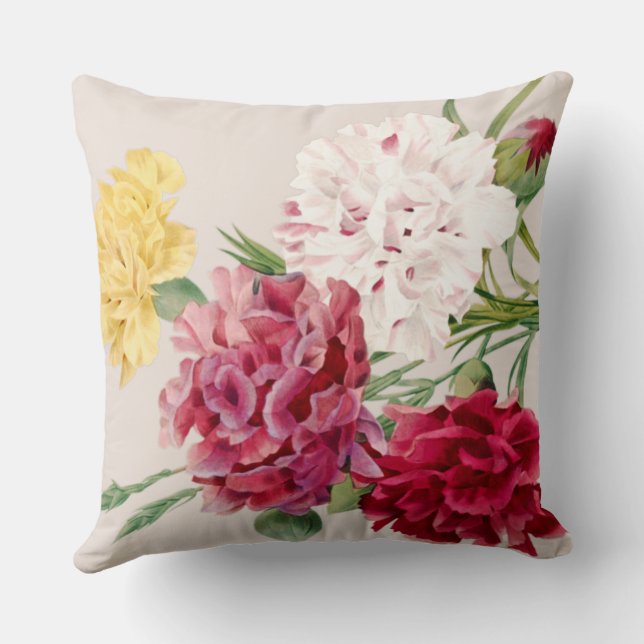 Almofada Ilustração floral de cravo vintage (Verso)