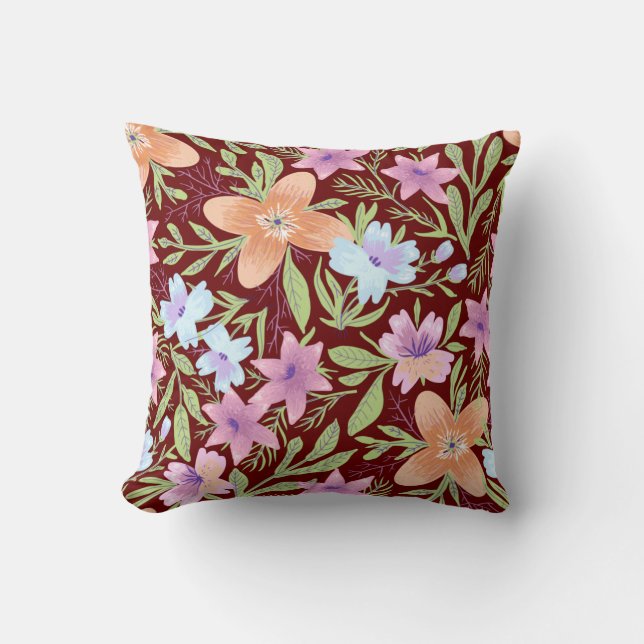 Almofada Ilustração floral pastel (Frente)
