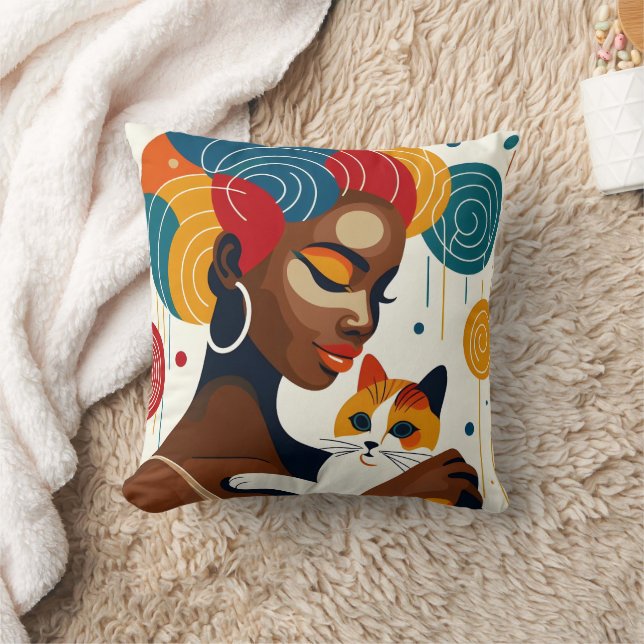 Almofada Ilustração Gráfica de Senhora Cat (Cobertor)