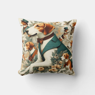 Almofada Ilustração Inglesa Vintage Foxhound Seamless