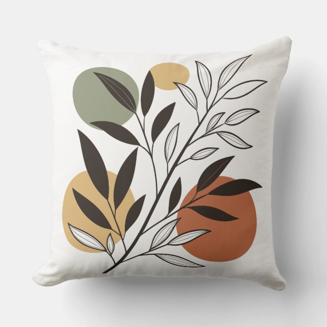 Almofada Ilustração Minimalista da Planta Boho (Frente)