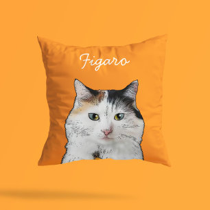 Almofada Ilustração Moderna de Gato Persa   Adicionar Nome