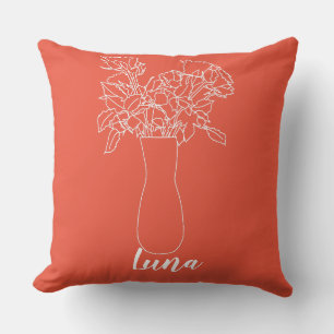 Almofada Ilustração Original da Flor de Linha Moderna