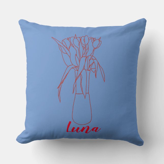 Almofada Ilustração Original Da Linha Tulip Moderna Para El (Frente)