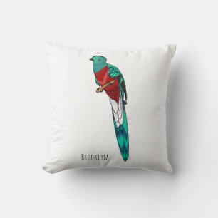 Almofada Ilustração quetzal de desenho animado de ave respo