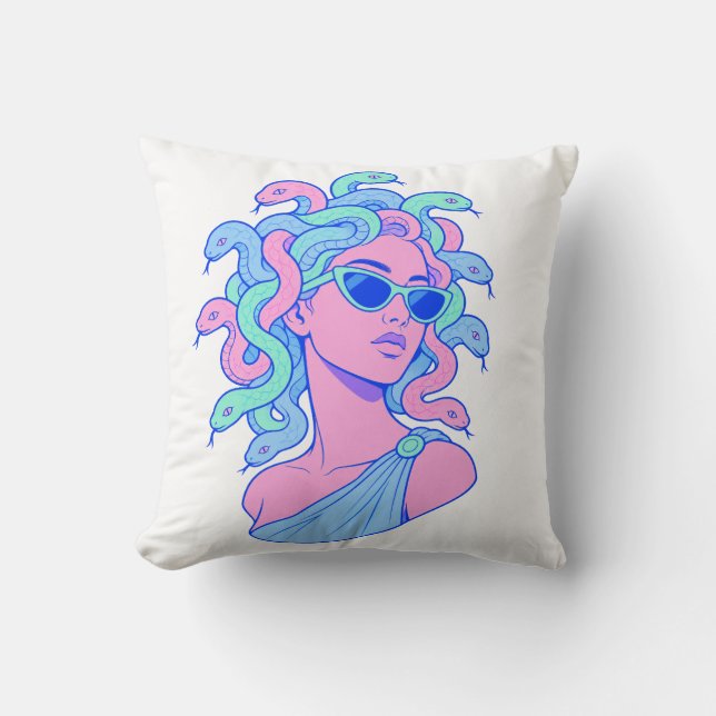 Almofada Ilustração Retro-Pop da Medusa – Óculos de Sol Pas (Frente)