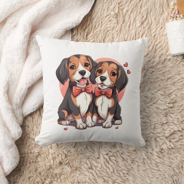 Almofada Ilustração Romântica De Amor De Beagle Puppy (Cobertor)