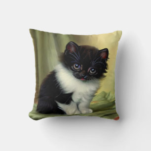 Almofada Ilustração Vintage Tuxedo Kitten