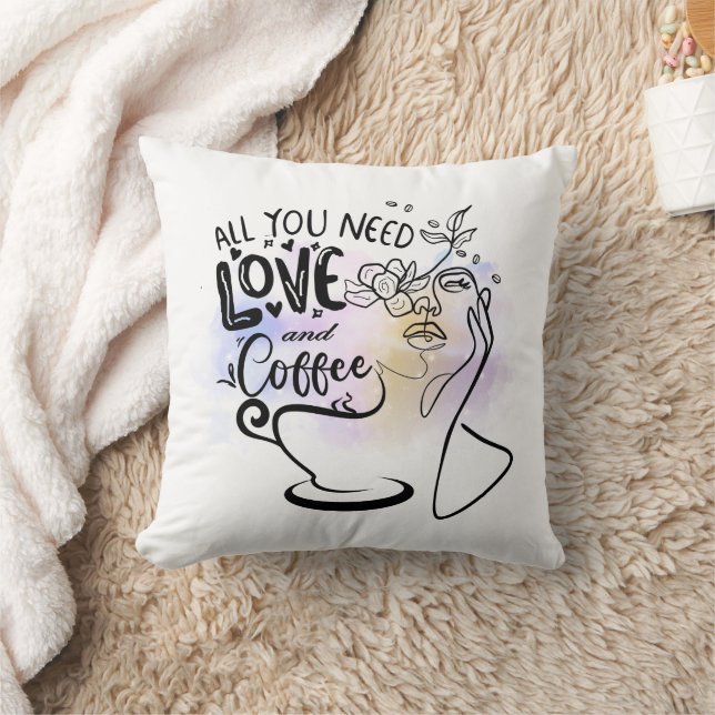 Almofada Ilustrações estéticas, café feminino (Cobertor)