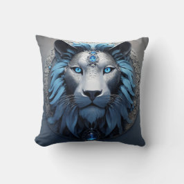 Almofada ilustrar uma cabeça geométrica de leão em estilo i