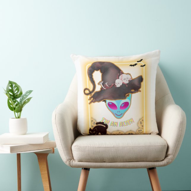 Almofada : "I'M AN ALIEN" Halloween Throw Pillow (Cadeira)