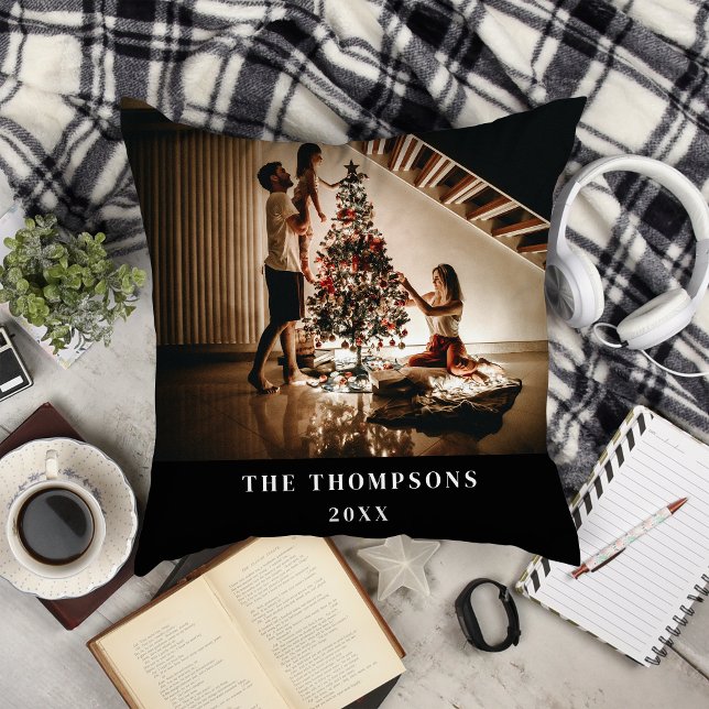 Almofada Imagem da família Elegante 2023 - Mínimo Black Mod (Criador carregado)