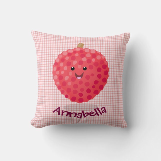 Almofada Imagem de desenho animado de liso rosa-claro (Frente)