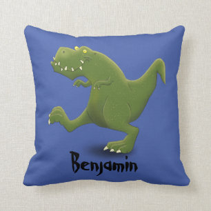 Almofada Imagem de desenho animado de T rex dinossauro verd