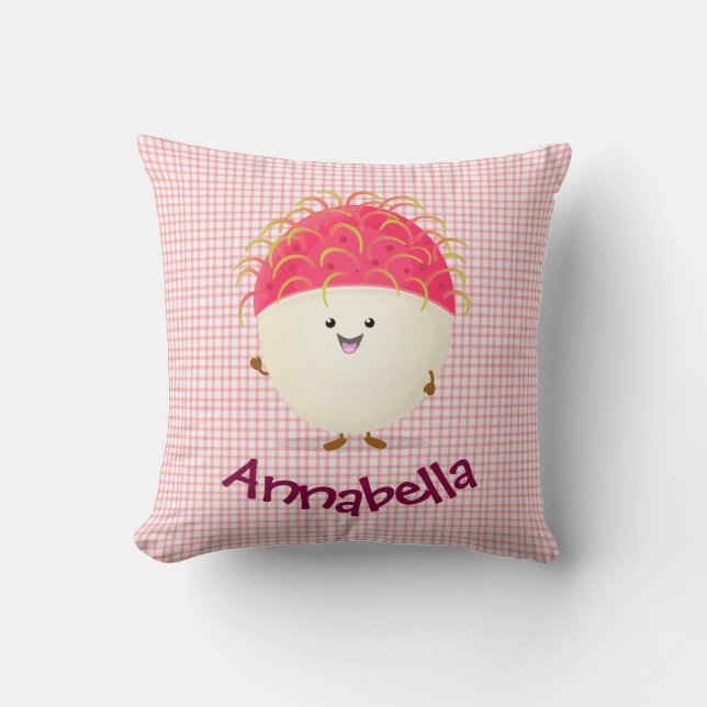 Almofada Imagem de desenho animado rosa-claro (Frente)