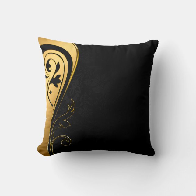 Almofada Imagem de fundo com quadro dourado floral (Frente)
