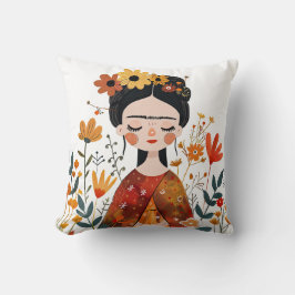 Almofada Imagem de Watercolor Whimsical Frida Kahlo