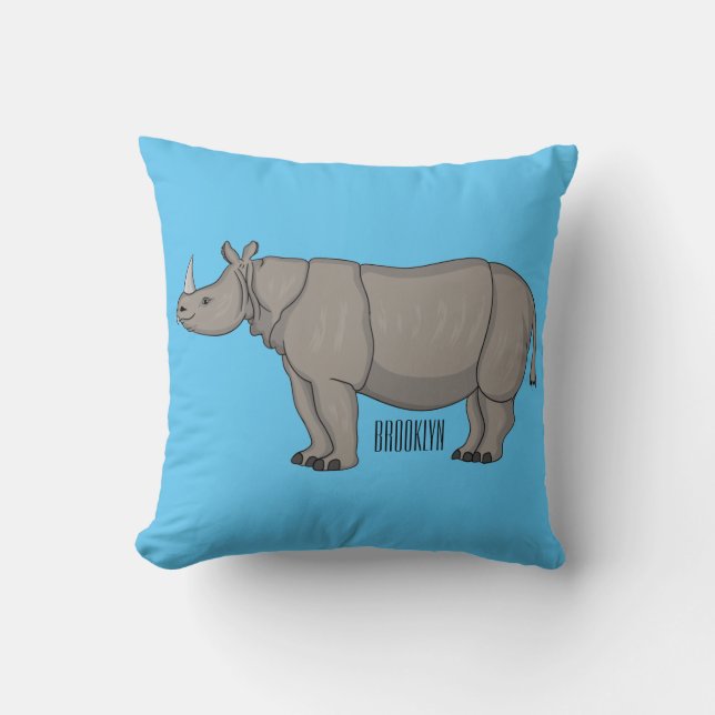 Almofada Imagem do desenho animado de Javan rhinoceros (Frente)
