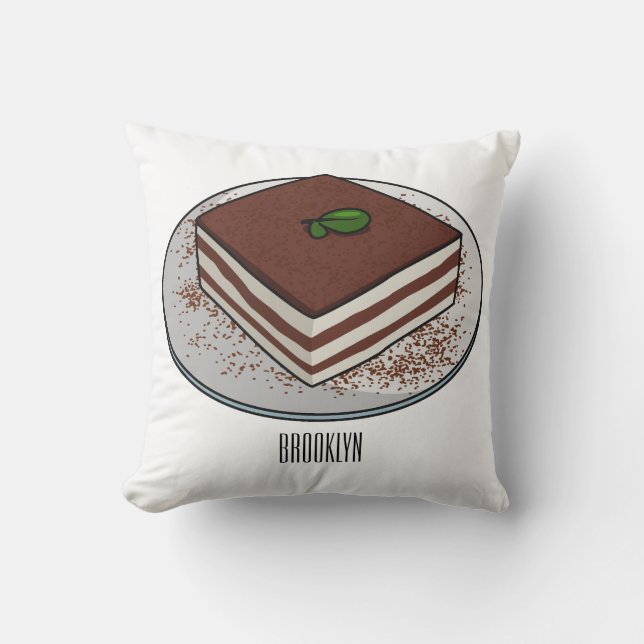 Almofada Imagem do desenho do bolo Tiramisu (Frente)
