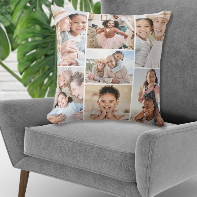 Almofada Imagem Elegante Simples Colagem de Fotos (Photo Collage Simple Elegant Picture Throw Pillow)