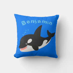 Almofada Imagem engraçada de desenho animado de orca